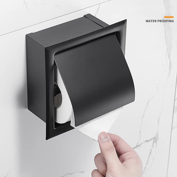 Indbygget toiletpapirholder i rustfrit stål - Sølv - Til badeværelset - Diskret og praktisk design - Nem montering