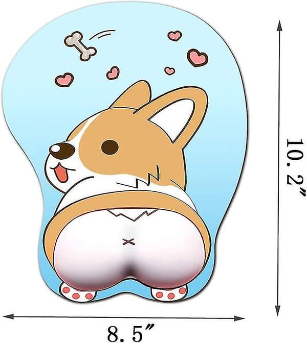 Anime Corgi Musemåtte med Håndledsstøtte Gel Ergonomisk Hund 3D Musemåtte til Kontor PC Bærbare Computere (blå)_tfrf