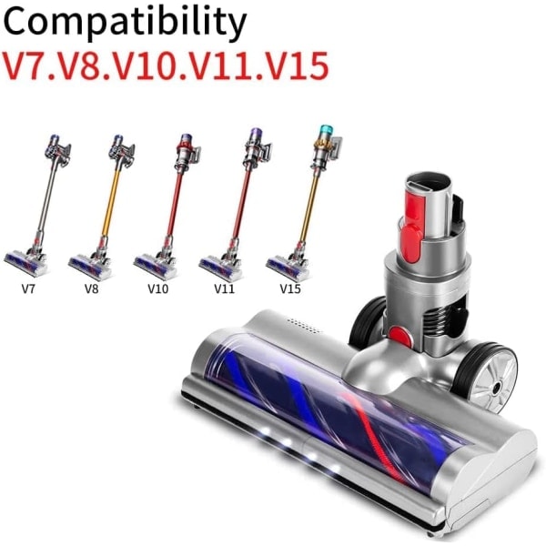 Munstykke kompatibelt med Dyson V7, V8, V10, V11, V15 støvsugere, Direct Drive Rengøringshoved med 4 forlygter til hårde gulve og tæpper