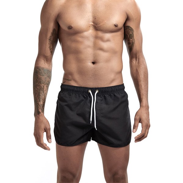 Snabbtorkande badbyxor för män med strandshorts med dragsko i midjan black M zdq