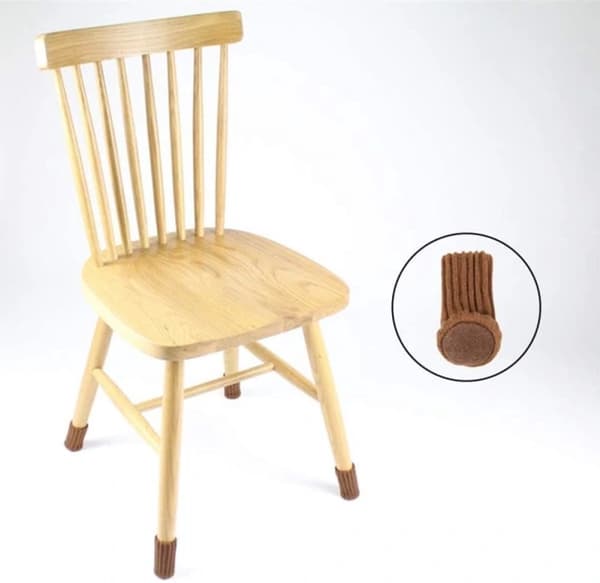 Stolsbensskydd 24-pack – Brun, Tjock Stickning, Halkfria Strumpor
