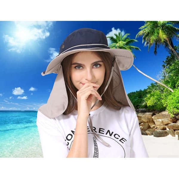 Men's Hat with Neck Protection, Quick-Drying UV Protective Cap H H H
