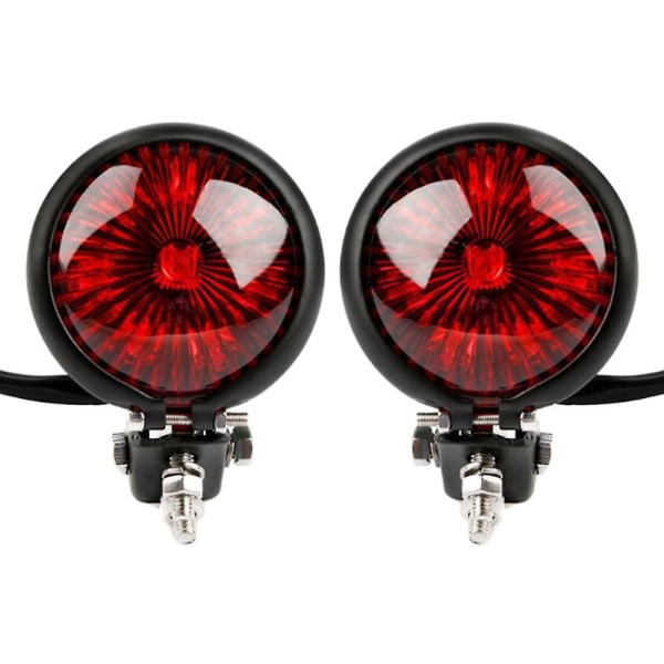 2x Röd 12v Led Svart Cafe Racer Stil Stoppa Bakljus Motorcykel Broms Baklykta Bakljus För Chop