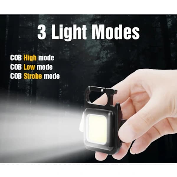 Rechargeable 3 Light Modes Portable Flashlight Keychain Mini Flashlight With Bottle Opener, Magnetic Base, Foldable Bracket white white
