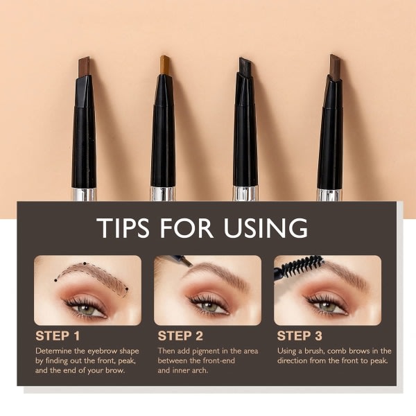 CDQ Øjenbrynsblyant Sort Makeup Øjenbrynsblyanter 2 i 1,
