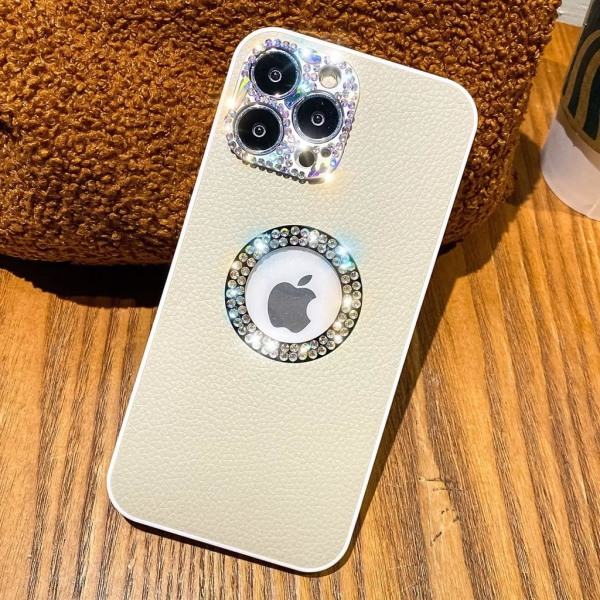 Heyone söt iPhone 11 Pro Max skal Läder, Sparkle Bling Rhinestone Diamond söt skal Skyddande Slim Girly Glitter- 6,5 tum (Vit)