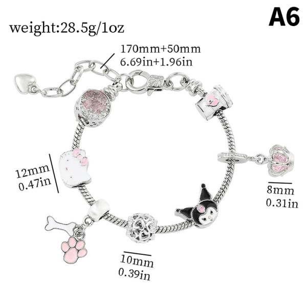 Tecknat armband Berlocker Anime Kawaii metallpärlor gör kit DIY A6