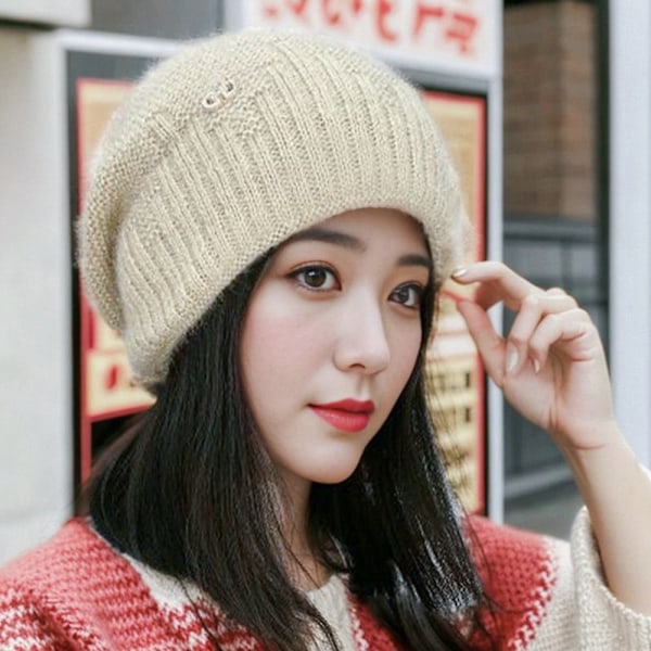 Fleece Varm Stickad Mössa Stickad Beanie HARMAA grey