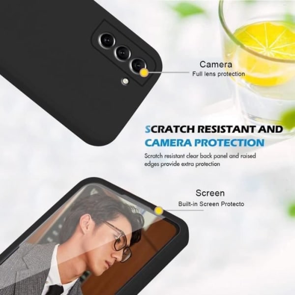 CQBB Helkroppsfodral för Samsung S21, Anti-Scratch Silikon Hybrid Protection Svart