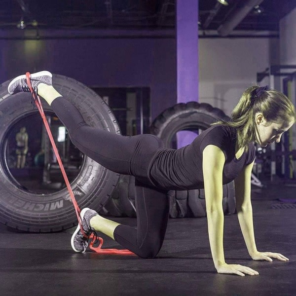 Bärbart 7-renkainen stretch- och motståndsträningsband | Rygg, fot, ben, röd