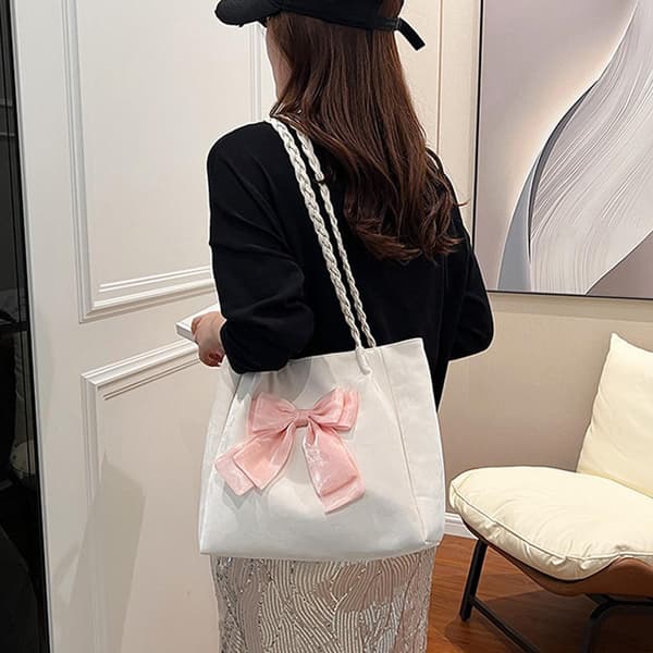 Vacker Klassisk Stor Rosett Axelväska Rosett Axelväska PU Mode Ny E2 Pink One size