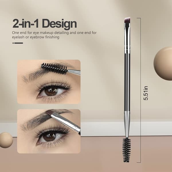 Øjenbrynsbørste & Øjenvippeseparatorsæt - 3 Dele - Professionelt Make-up Værktøj - Spoolie & Øjenvippekam