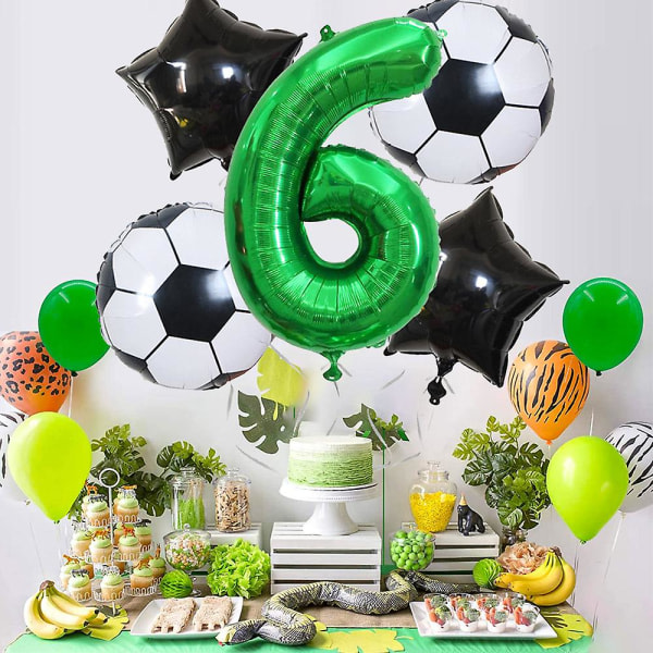 Jätteballonger med nummerballonger för födelsedagar fotbollsdekorationer för fotbolls-VM gynnar tillbehör Number 6 none