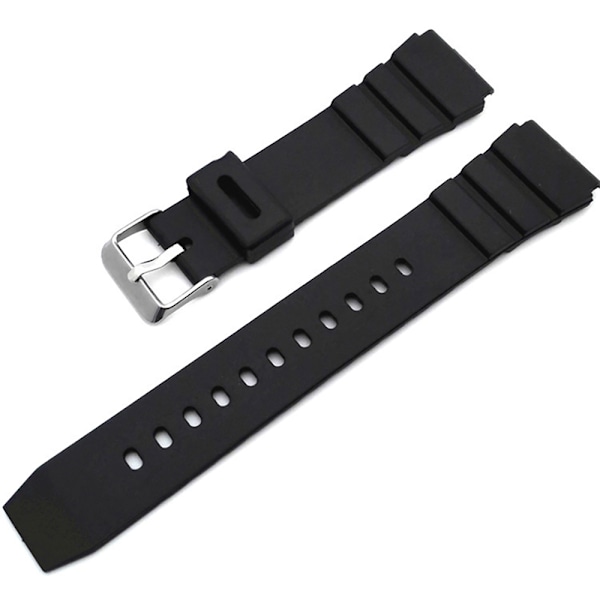 Stilrent Slitstarkt Gummi Klockarmband Svart Svart 20MM