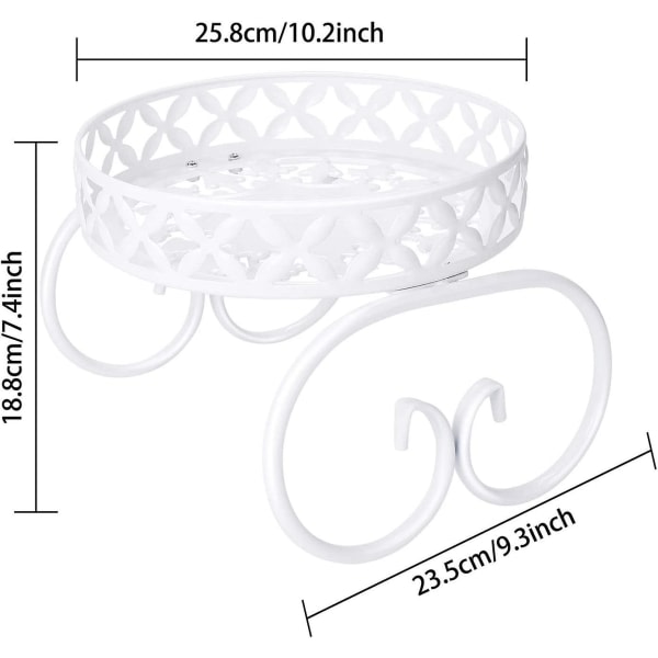 Blomsterpottestativ for innendørs eller utendørs, planteholder i metall, rundt hageplanteholder (hvit)