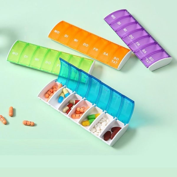 Pillerdosa Medicinask Pillerbox Vecko Dosering 7 Fack Blå blå