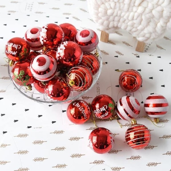 CDQ Julgranskulor ornament Juldekorationer (24/pack, 60mm) Rød
