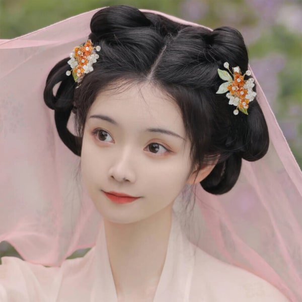Klassisk hårklämmor Headpiece Vintage Blommor Guldplätering hårtilbehør til Hanfu Cheongsam Tea Wear b