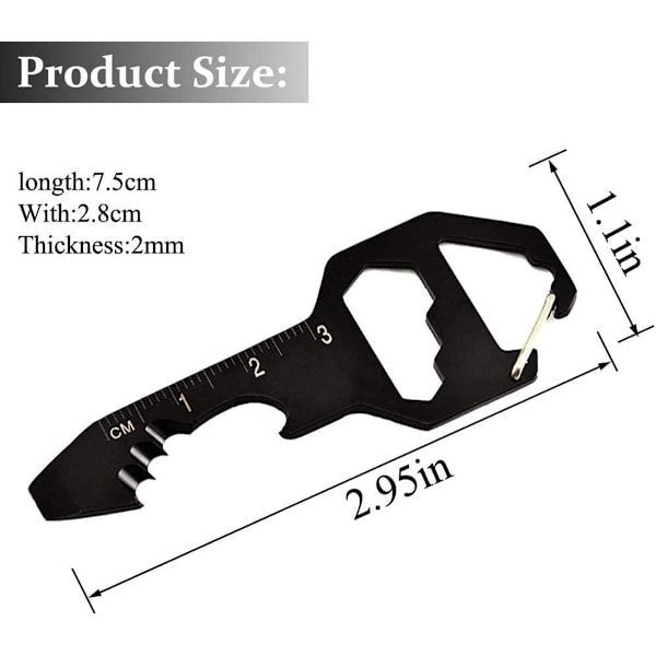 2 Pieces - Black - Silver - 6 - 1 - Small - Multi-tool Keychain - Survival - Keychain Gadget - Multi-tool Bottle Opener