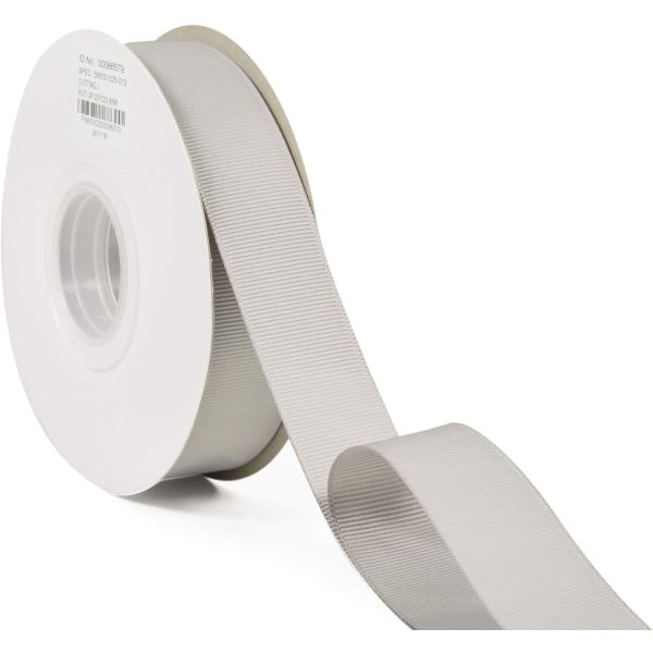 Heyone Solid Grosgrain Ribbon Roll - 1 tum 25 Yards för presentförpackningsband, Silver,