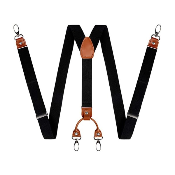 CDQ Men's Y-Back 4 Metal Clip elastisk breda hängslen perfekt for