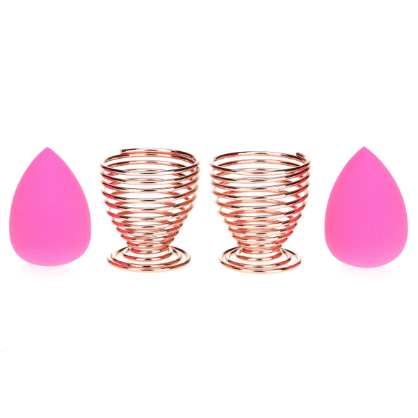 Blender, (3-pak roséguld) Sminksvamp Tørrestativ Opbevaring Æggepulverpuff Displaystativ 3 dele