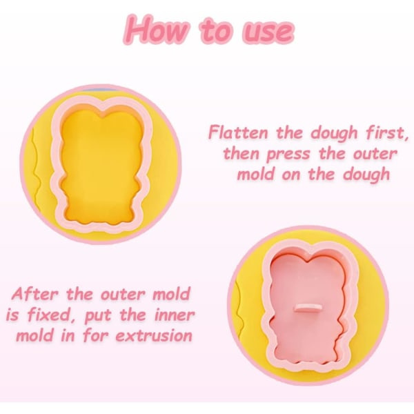 8 deler små søte tegneseriekakeform, 3d opphøyde pepperkakeformer, former egnet for frosting, former