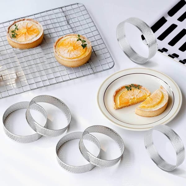 Kakeformer sett med 6 - Ø 8x2 cm x 0,8 mm - Rustfritt stål - For mousse, muffins, kaker - Bakeformer