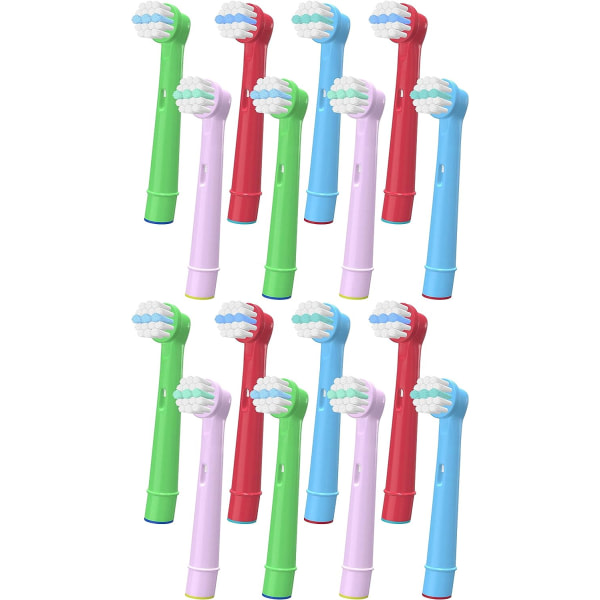 16 stk tannbørstehoder for barn som er kompatible for Oral B, elektriske tannbørstehoder for barn som er kompatible med erstatningshoder fra Braun