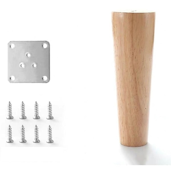 Sæt med 4 sofaben i massivt træ, møbelben til lænestol, natbord, garderobe, skuffe (højde 15 cm)-Xin
