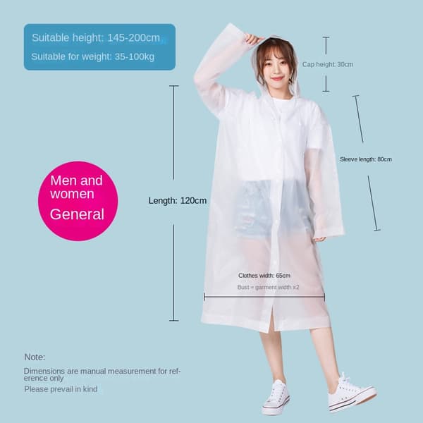 8-pack Regnponcho, Regnjacka Män, Kvinnor, Vattentät EVA-Regn, Cape Regnjacka Transparent Transparent