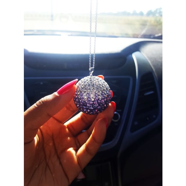 CDQ Purple Crystal Ball Car Backspegel Charm Bling (lila)
