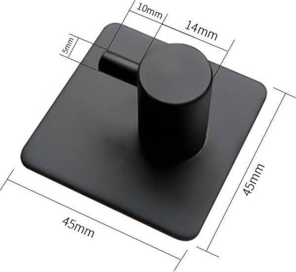 4-pak sorte selvklæbende firkantede håndklædekroge i rustfrit stål – ingen boring til køkken/bad