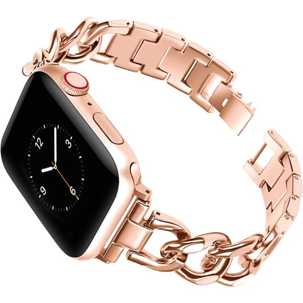 Armband i rostfritt stål är lämpligt för Apple Watch rem iWatch roséguld 42mm/44mm