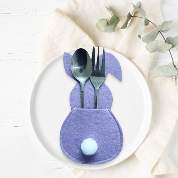 4st kaninformade redskapshållare Set Öka festivalfestatmosfärsfickor för att dekorera ditt matbord