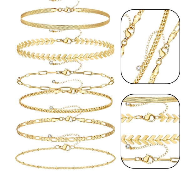 Guld fotledsarmband för kvinnor fotlänk Cross Layered set CDQ