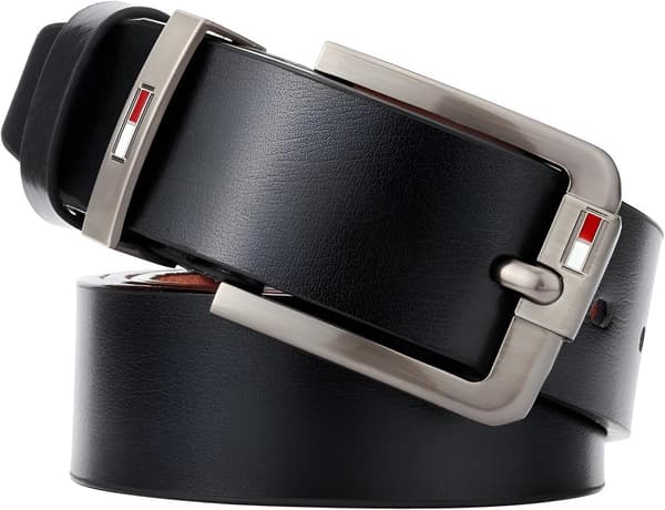 Herre læderbælte, 37 mm spænde, holdbart justerbart design til jakkesæt og fritidstøj, sort, 125 cm