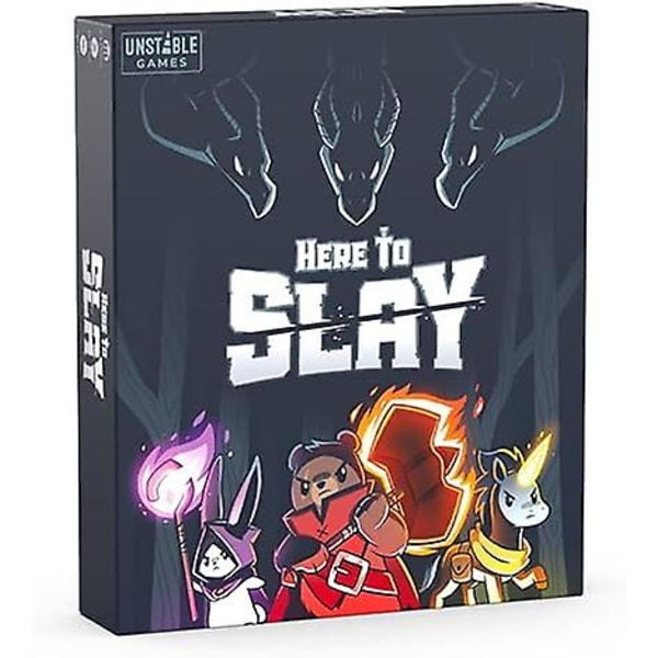 Vakauta yksisarviset, Here to Slay, korttipeli, 14+, 2-6 pelaajaa, 15-90 minuutin peliaika