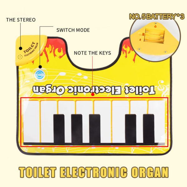 Nyhed Pottemåtte med pianolyd Badeværelse Rolig fodmusik Keyboard Toilet Gulvmåtte Pottemåtte med pianolyd til badeværelse Hjem Bademåtter