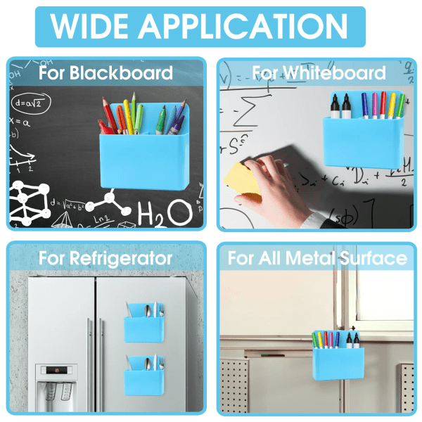 Magnetisk pennholder Magnetisk markørholder Whiteboard Pennholder Organizer med sterk anisotropisk magnetplate (Mblue)