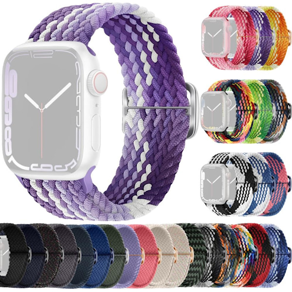SKALO Punottu kangasranneke Apple Watch SE 40mm - Useita värejä Multicolor multifärg