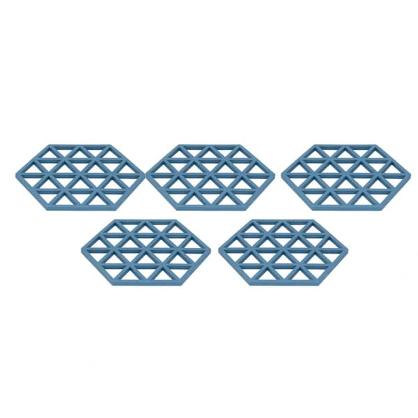 1st Table Mat Geometric Hexagonal Hollow Silicone Blue Insulation Pads for Chicken Restaurant Tea Coffee Cup