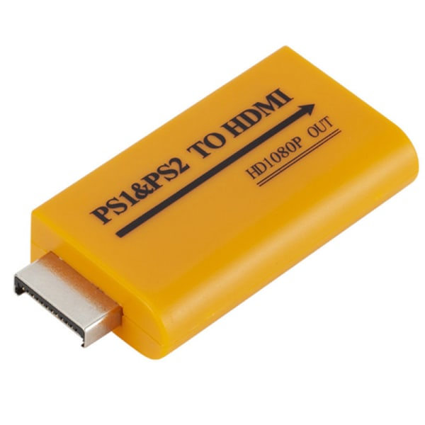 1080P HD PS1/PS2 till HDMI-videokonverteringsadapter för HDTV Pro Yellow
