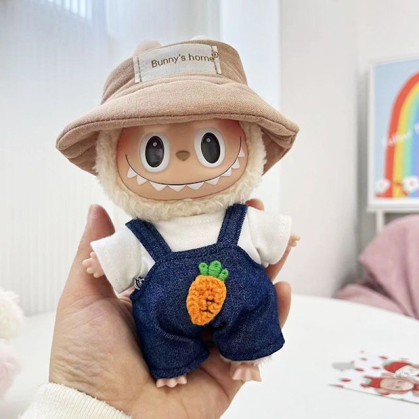 17 cm Sød Mini Plysdukke Tøj Outfit Tilbehør Til Korea Kpop Exo Labubu Idol Dukker Trøje Hoodie Tøj DIY Børn Gave 2 2 fit 17cm Labubu Doll