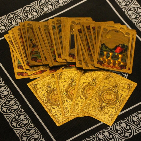 Lyxig guldfolie Tarot Oracle Card Divination Fate h?g kvalitet Guld one size