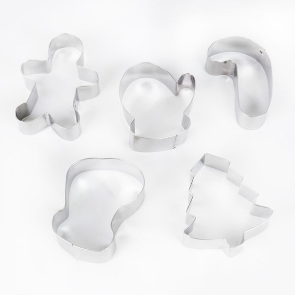 5 stk Julekake Cookie Cutter Pepparkakstråd Form Xmas Sølv