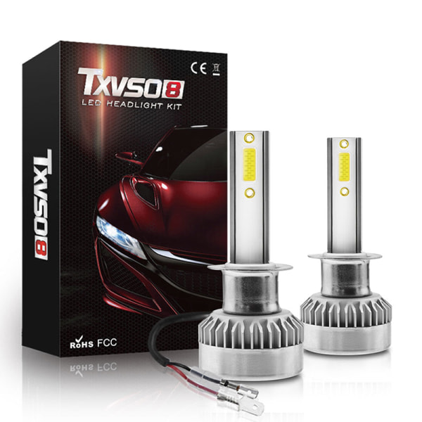 1 Par TXVSO8 H7 COB LED-strålkastarlampor 110W 20000LM Hög Låg B 6000K H1