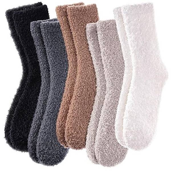 strømper, 5 par, Varme, fluffy fleecestrømper, Damestrømper - Varme vinterstrømper