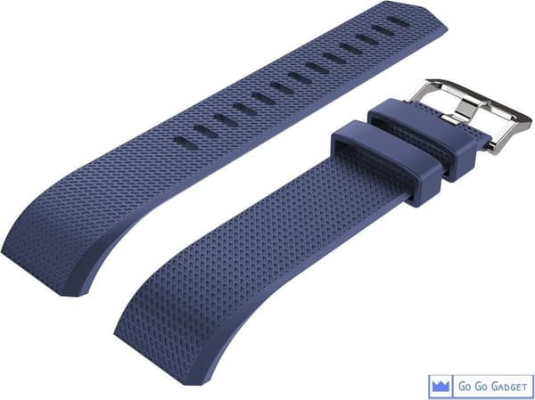 Urrem | passer til Fitbit Charge 2 | sportsarmbånd i silikone | aktivitetstracker | mørkeblå | stor