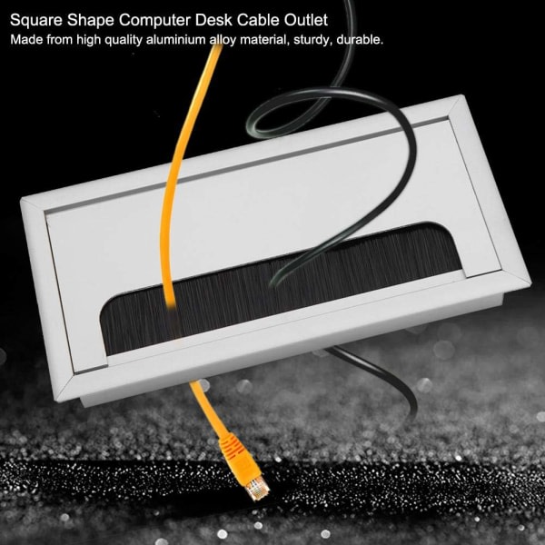 CDQ Trådkabelgenomföring hålbeskyttelse for datamaskinbord Sølv 160 x 80 mmCDQ